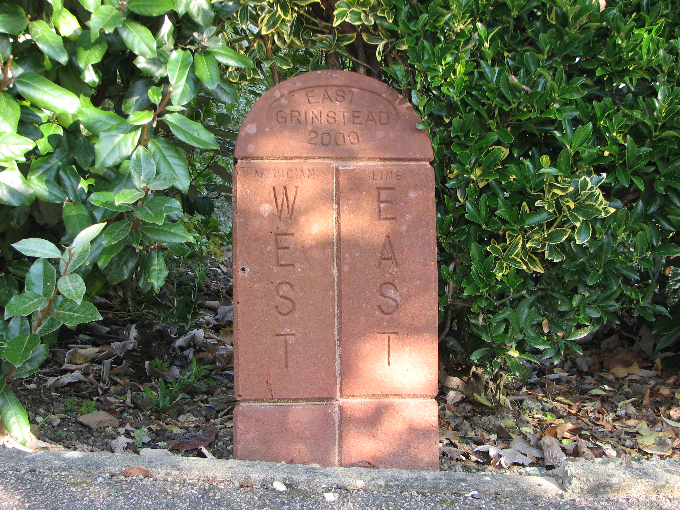 Greenwich Meridian Marker; England; West Sussex; East Grinstead